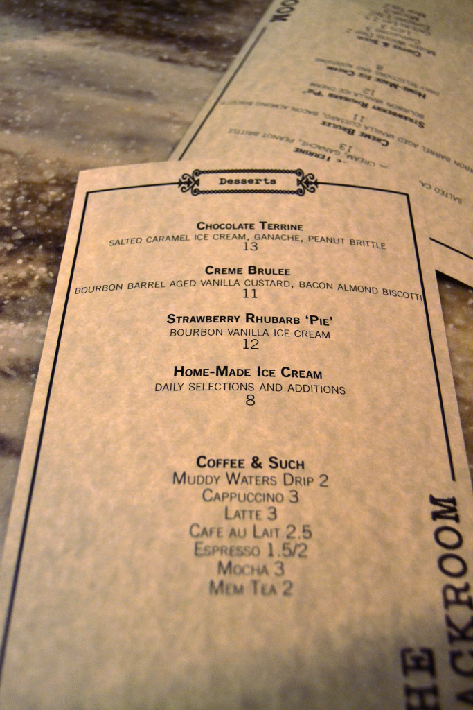 dessert menu