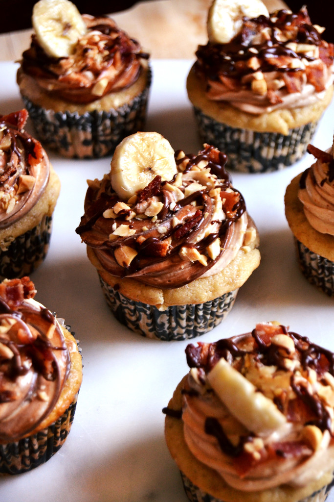 banana bacon peanut butter cucpake