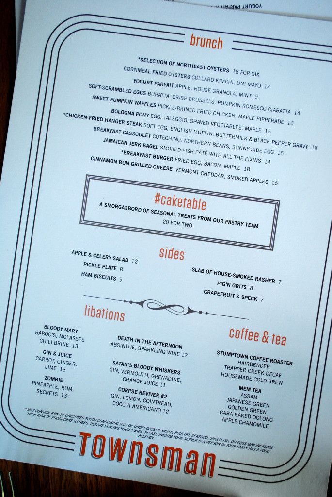 Townsman Menu