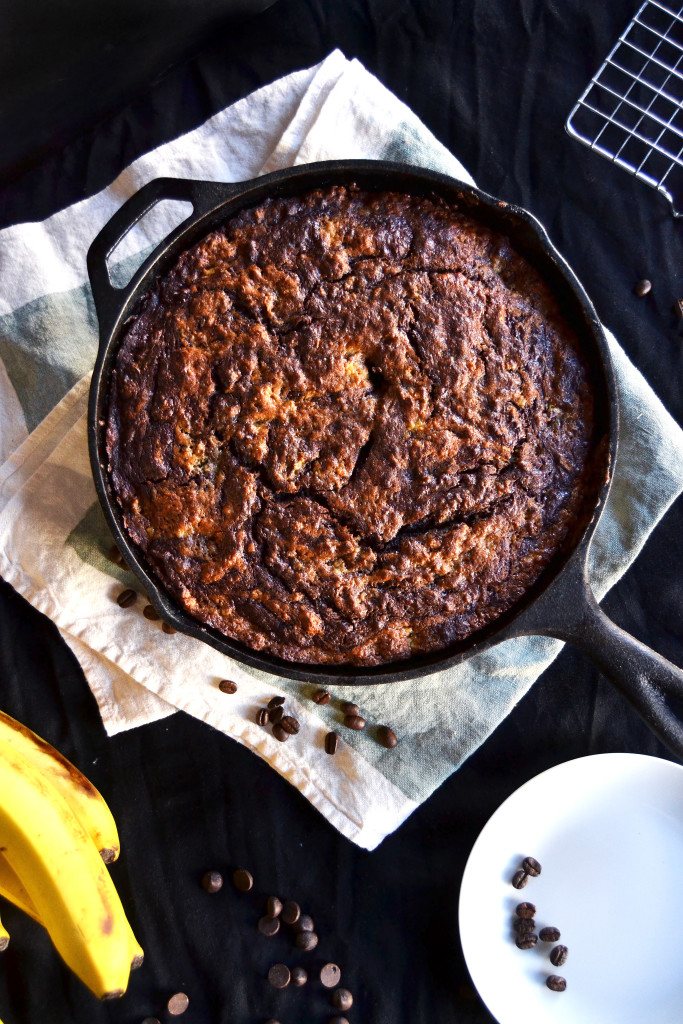 chocolate espresso skillet banana bread