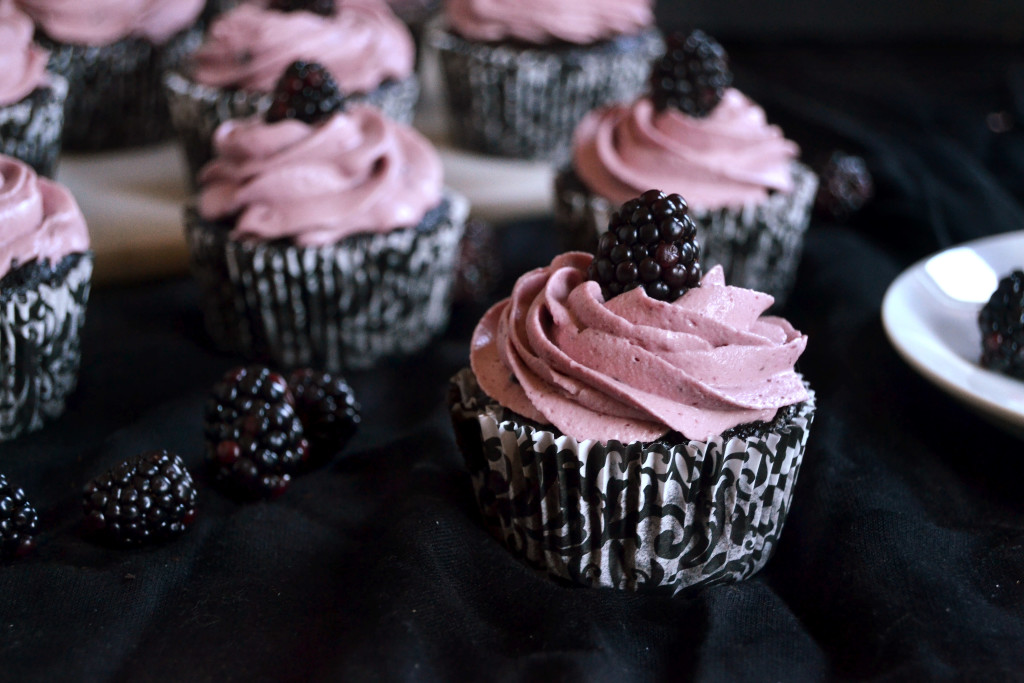 blackberry buttercream chocolate cupcakes