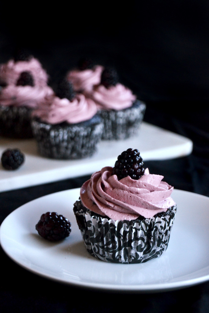 chocolate walnut blackberry cupcake