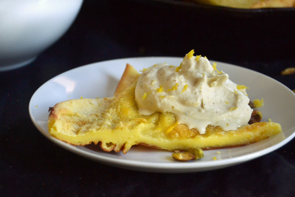 lemon pistachio dutch baby