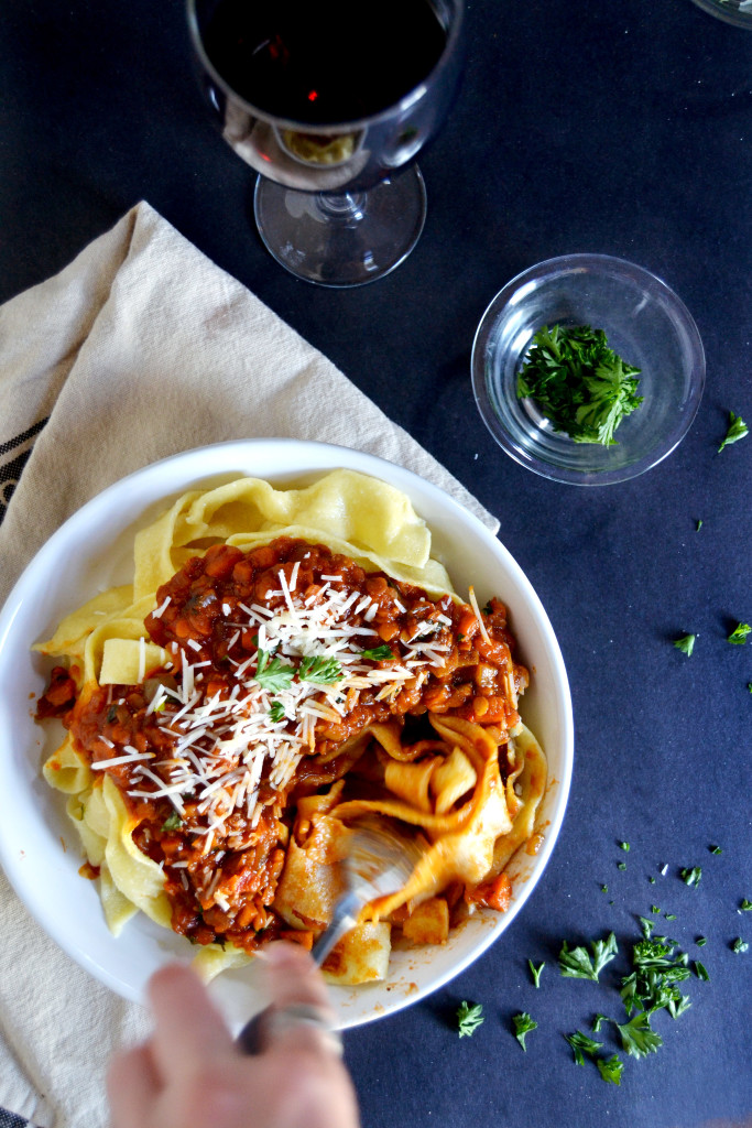 tagliatelle with vegetarian ragu