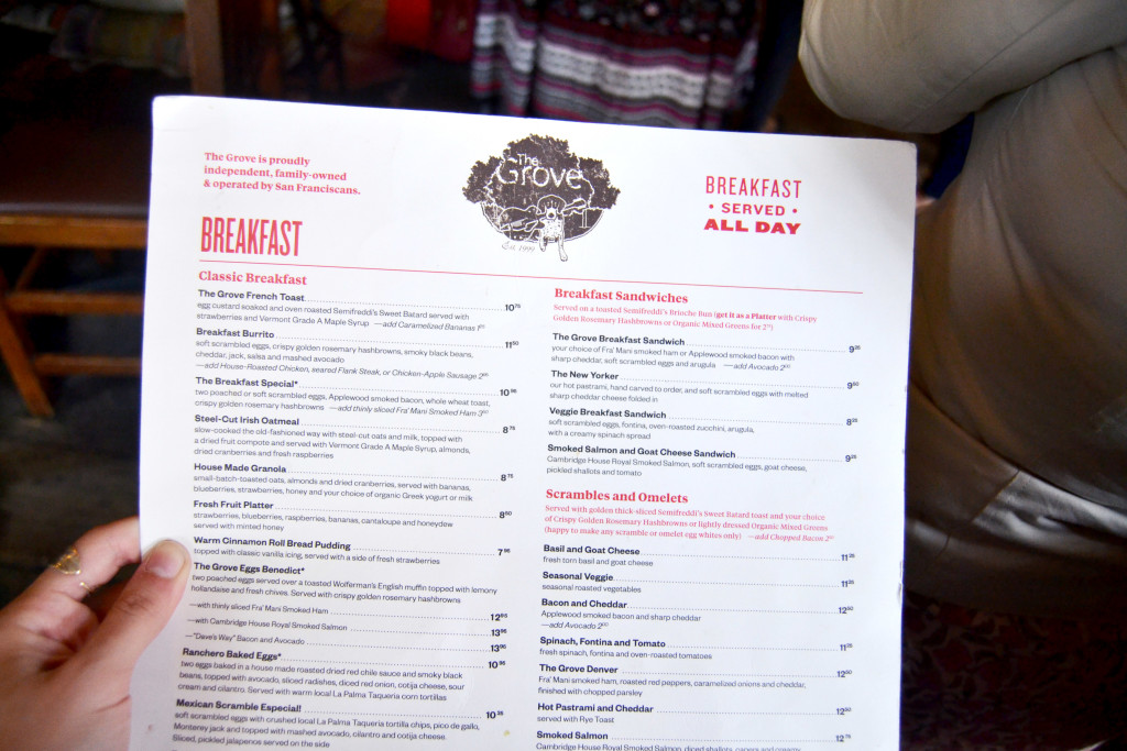 The Grove menu