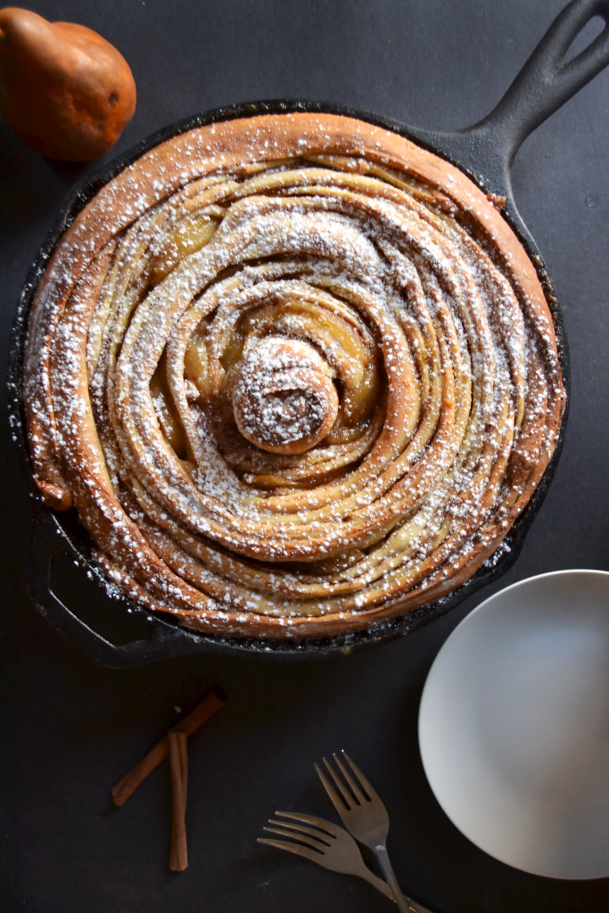 Skillet Cinnamon Roll with Pears