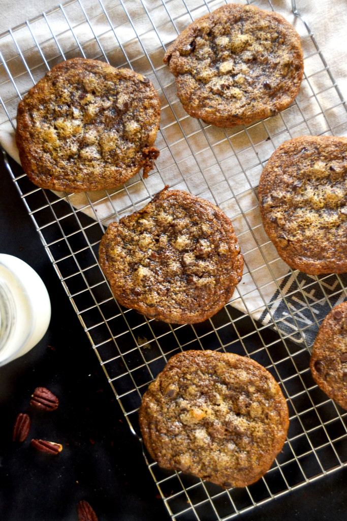 Chewy Flourless Chocolate Chip Cookies Cooling