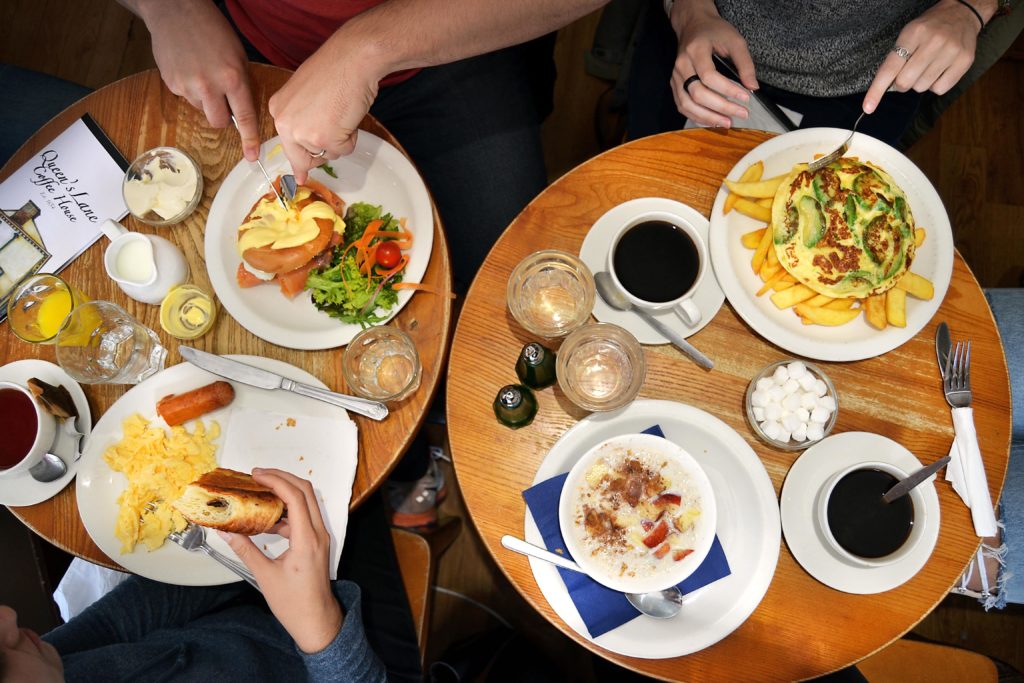 Breakfast spread from Queen's Lane Cafe Oxford UK